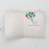 glimlachend beer op roodboot verjaardag kaart (Binnen)