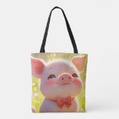 Glimlachend biggetje in de zon tote bag (Achterkant)