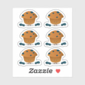 Glimlachend Blueberry Muffin Cartoon Karakter Sticker (Vel)