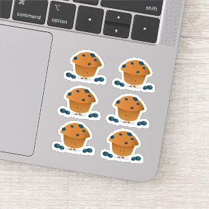 Glimlachend Blueberry Muffin Cartoon Karakter Sticker