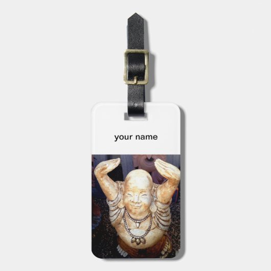 glimlachend boeddha - label bagagelabel (Voorkant verticaal)