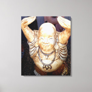 glimlachend boeddha verpakt doek canvas afdruk
