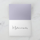 Glimlachend dank je hart op Paarse Bedankkaart (Binnen)