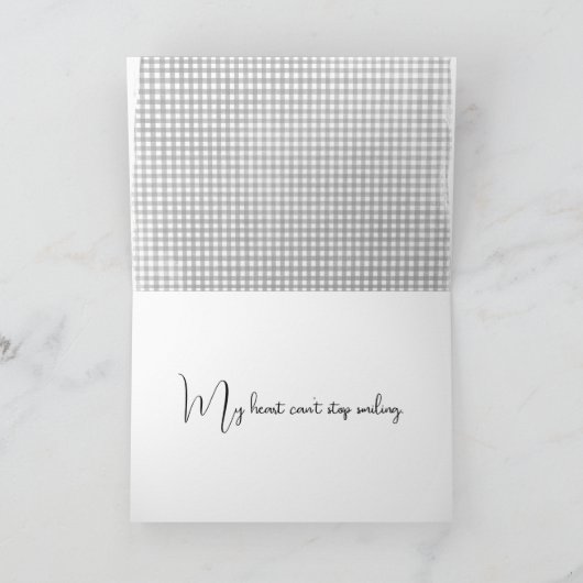 Glimlachend Dank je hart op roze Bedankkaart (Binnen)