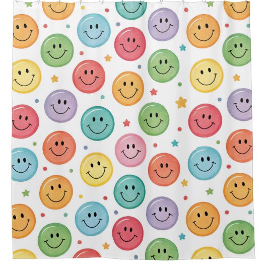 Glimlachend Emoji Patroon Douchegordijn (Voorkant)