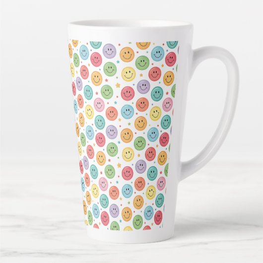 Glimlachend Emoji Patroon Latte Mok (Rechts)