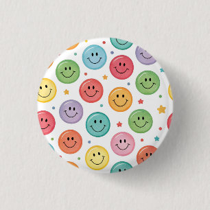 Glimlachend Emoji Patroon Ronde Button 3,2 Cm