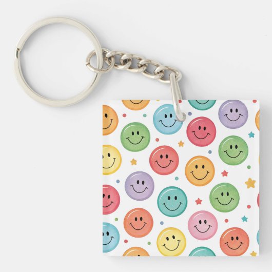 Glimlachend Emoji Patroon Sleutelhanger (voorkant)