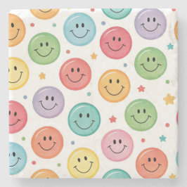 Glimlachend Emoji Patroon Stenen Onderzetter