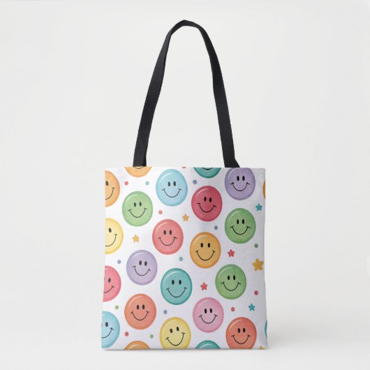Glimlachend Emoji Patroon Tote Bag (Voorkant)