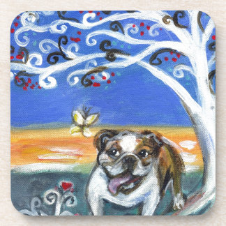 glimlachend Engels schilderij van Bulldog butterfl Onderzetter