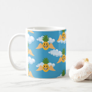 Glimlachend Fruit Grappige Ananas Gelukkig Gezicht Koffiemok