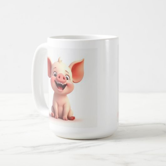 Glimlachend Gezicht Baby Varken Mok Cup (Voorkant links)