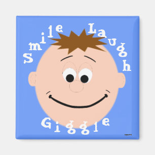 Glimlachend gezicht bruin haar jongen magneet