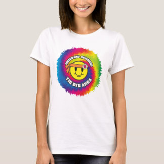 Glimlachend gezicht groovy hippie tie-dye hoofdban t-shirt