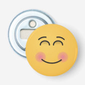 Glimlachend gezicht met glimlachende ogen button flesopener (Voorkant)