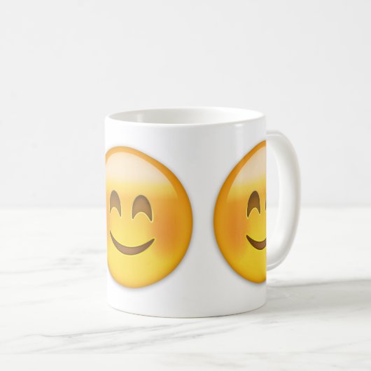 glimlachend gezicht met glimlachende ogen emoji koffiemok (Voorkant rechts)