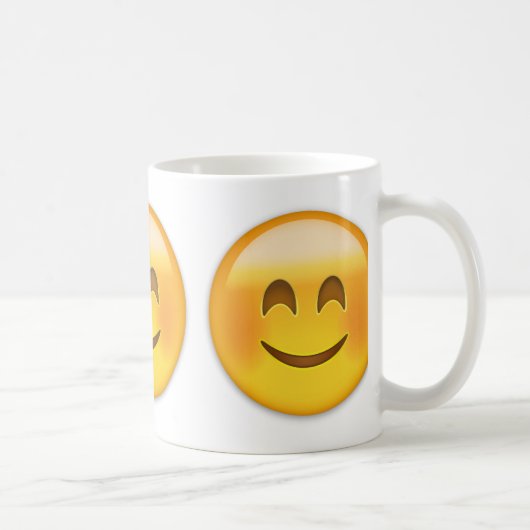 glimlachend gezicht met glimlachende ogen emoji koffiemok (Rechts)