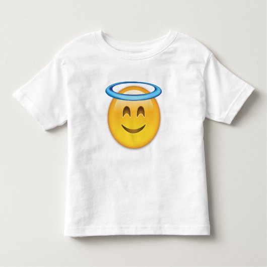 glimlachend gezicht met Halo Emoji Kinder Shirts (Voorkant)