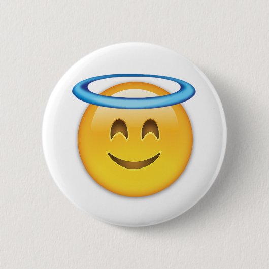 glimlachend gezicht met Halo Emoji Ronde Button 5,7 Cm (Voorkant)