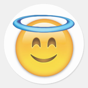 glimlachend gezicht met Halo Emoji Ronde Sticker