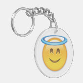 glimlachend gezicht met Halo Emoji Sleutelhanger (Voorkant Links)