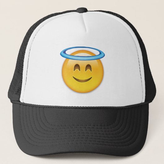glimlachend gezicht met Halo Emoji Trucker Pet (Voorkant)