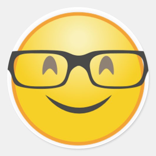 Glimlachend gezicht met nerd-bril Grappige emoji-s Ronde Sticker (Voorkant)