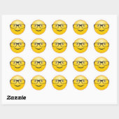 Glimlachend gezicht met nerd-bril Grappige emoji-s Ronde Sticker (Vel)