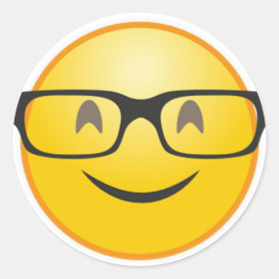 Glimlachend gezicht met nerd-bril Grappige emoji-s Ronde Sticker
