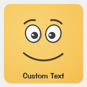 Glimlachend Gezicht met Open Eyes Vierkante Sticke Sticker