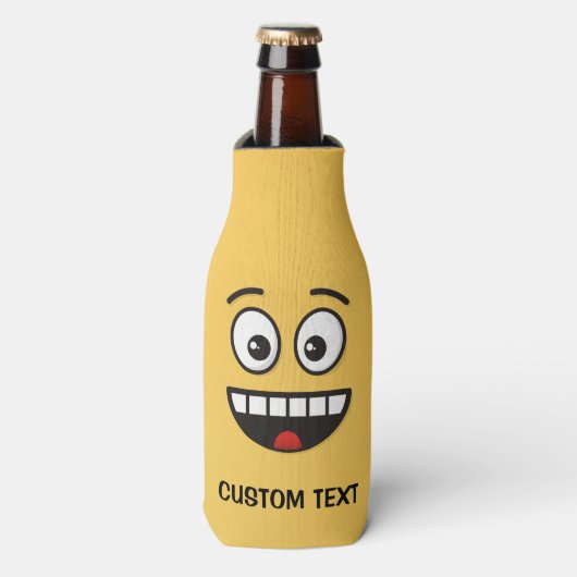 Glimlachend gezicht met Open Mond Bottle Cooler (Fles Voorkant)
