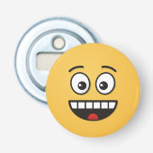 Glimlachend gezicht met open mond button flesopener (Voorkant)