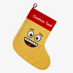 Glimlachend Gezicht Met Open Mond Kleine Kerstvoor Grote Kerstsok
