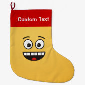 Glimlachend Gezicht Met Open Mond Kleine Kerstvoor Grote Kerstsok (Voorkant)