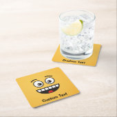 Glimlachend Gezicht met Open Mond Vierkant Papier  Kartonnen Onderzetters (Insitu)