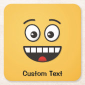 Glimlachend Gezicht met Open Mond Vierkant Papier  Kartonnen Onderzetters (Voorkant)