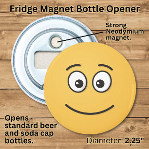 Glimlachend Gezicht met Open Ogen Button Flesopener