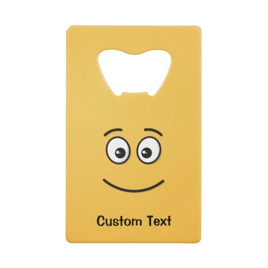 Glimlachend Gezicht Met Open Ogen Krediet Kaart Fl Creditkaart Flessenopener (Voorkant)