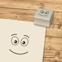 Glimlachend Gezicht met Open Ogen Rubber Stempel