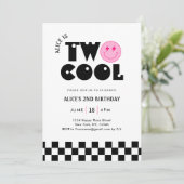 Glimlachend Gezicht Retro 2de Verjaardag Cool Kaart (Staand voorkant)