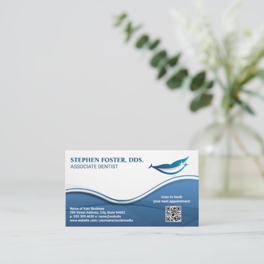 Glimlachend gezicht Tandheelkundige Logo | QR-code Visitekaartje (Staand voorkant)