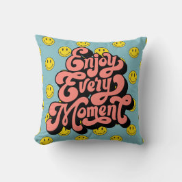 Glimlachend Gezichtspatroon – Schattigee Gele Glim Kussen