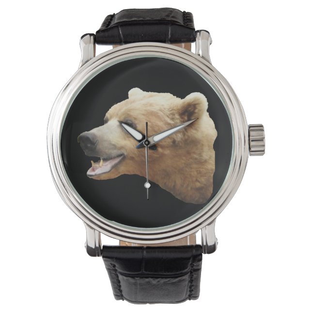 glimlachend grizzly beer watch horloge (Voorkant)