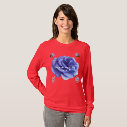 Glimlachend hart rood t-shirt (Voorkant volledig)