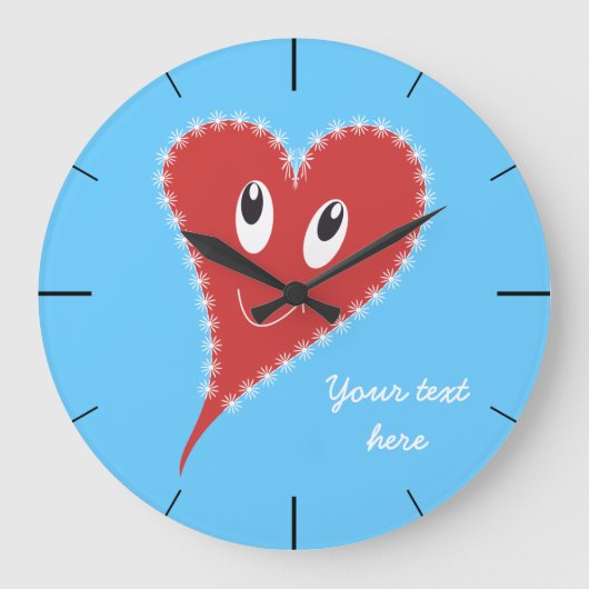 Glimlachend Hart Valentijnsdag Grote Klok (Voorkant)