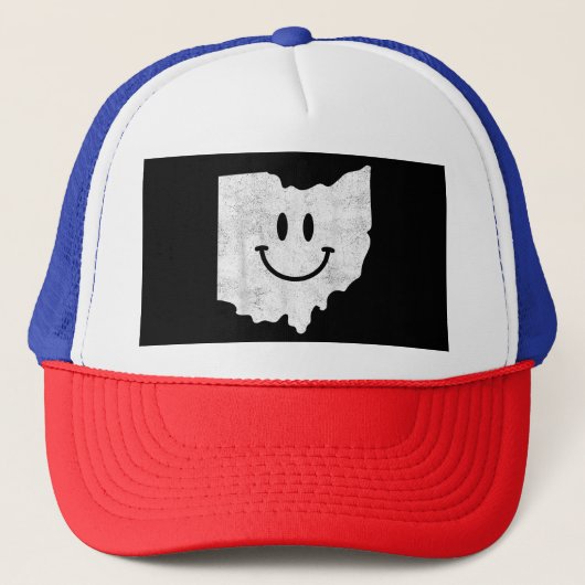 Glimlachend in OH - Grappig Ohio Happy Face Trucker Pet (Voorkant)