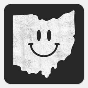 Glimlachend in OH - Grappig Ohio Happy Face Vierkante Sticker