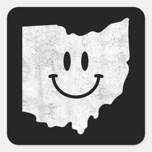Glimlachend in OH - Grappig Ohio Happy Face Vierkante Sticker (Voorkant)