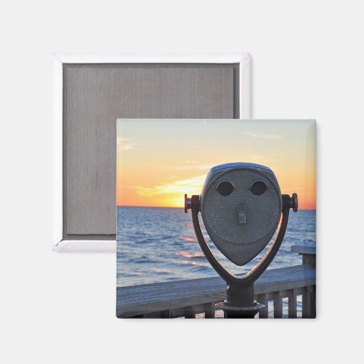 glimlachend kijkzoeker op zonsondergang magneet (Voorkant / Achterkant)